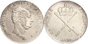 1 Thaler Royaume de Bavière (1806 - 1918) Argent Maximilien Ier de Bavière (roi) (1756 - 1825)