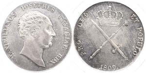 1 Thaler Royaume de Bavière (1806 - 1918) Argent Maximilien Ier de Bavière (roi) (1756 - 1825)