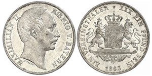 1 Thaler Royaume de Bavière (1806 - 1918) Argent Maximilien II de Bavière(1811 - 1864)