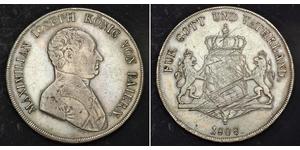 1 Thaler Royaume de Bavière (1806 - 1918) Argent Maximilien Ier de Bavière (roi) (1756 - 1825)