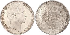 1 Thaler Royaume de Bavière (1806 - 1918) Argent Maximilien II de Bavière(1811 - 1864)