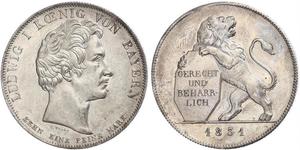 1 Thaler Royaume de Bavière (1806 - 1918) Argent Louis Ier de Bavière(1786 – 1868)