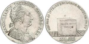 1 Thaler Royaume de Bavière (1806 - 1918) Argent Maximilien Ier de Bavière (roi) (1756 - 1825)