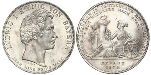 1 Thaler Royaume de Bavière (1806 - 1918) Argent Louis Ier de Bavière(1786 – 1868)