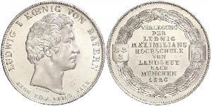 1 Thaler Royaume de Bavière (1806 - 1918) Argent Louis Ier de Bavière(1786 – 1868)