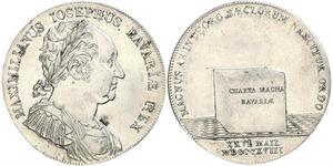 1 Thaler Royaume de Bavière (1806 - 1918) Argent Maximilien Ier de Bavière (roi) (1756 - 1825)