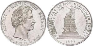 1 Thaler Royaume de Bavière (1806 - 1918) Argent Louis Ier de Bavière(1786 – 1868)