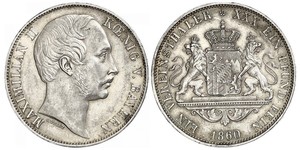 1 Thaler Royaume de Bavière (1806 - 1918) Argent Maximilien II de Bavière(1811 - 1864)