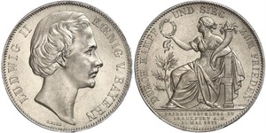 1 Thaler Royaume de Bavière (1806 - 1918) Argent Louis II de Bavière (1845-1886)(1845 – 1886)