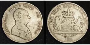 1 Thaler Royaume de Bavière (1806 - 1918) Argent Maximilien Ier de Bavière (roi) (1756 - 1825)