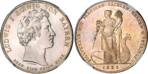 1 Thaler Royaume de Bavière (1806 - 1918) Argent Louis Ier de Bavière(1786 – 1868)