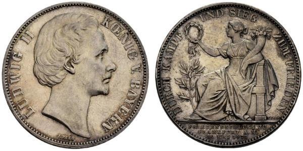 1 Thaler Royaume de Bavière (1806 - 1918) Argent Louis II de Bavière (1845-1886)(1845 – 1886)