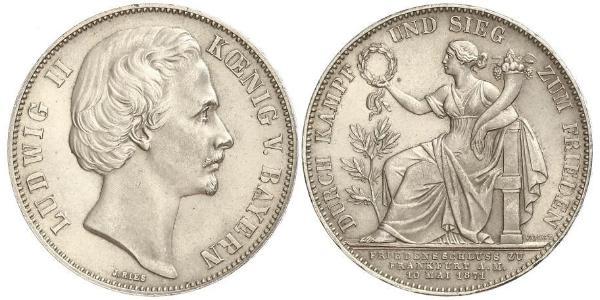 1 Thaler Royaume de Bavière (1806 - 1918) Argent Louis II de Bavière (1845-1886)(1845 – 1886)