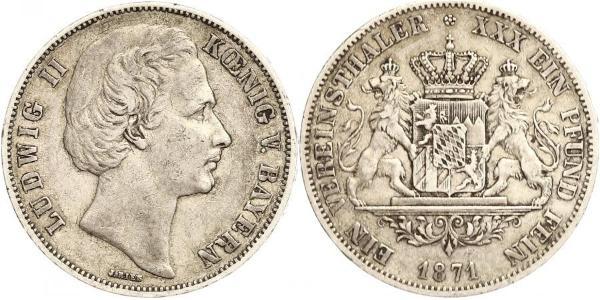 1 Thaler Royaume de Bavière (1806 - 1918) Argent Louis II de Bavière (1845-1886)(1845 – 1886)