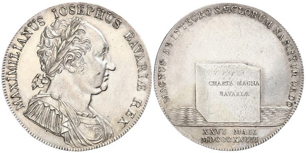 1 Thaler Royaume de Bavière (1806 - 1918) Argent Maximilien Ier de Bavière (roi) (1756 - 1825)