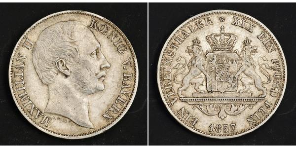 1 Thaler Royaume de Bavière (1806 - 1918) Argent Maximilien II de Bavière(1811 - 1864)