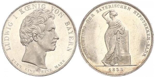 1 Thaler Royaume de Bavière (1806 - 1918) Argent Louis Ier de Bavière(1786 – 1868)