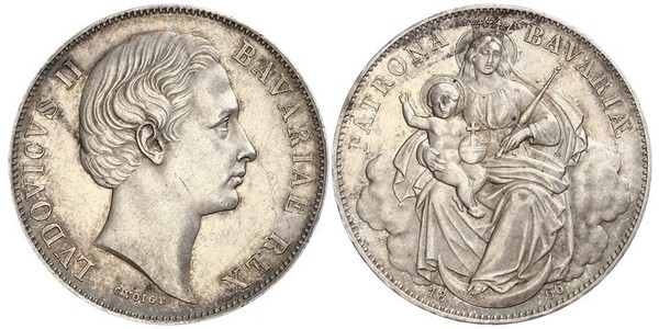 1 Thaler Royaume de Bavière (1806 - 1918) Argent Louis II de Bavière (1845-1886)(1845 – 1886)