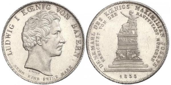 1 Thaler Royaume de Bavière (1806 - 1918) Argent Louis Ier de Bavière(1786 – 1868)