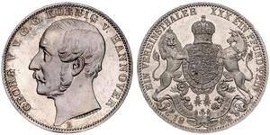 1 Thaler Royaume de Hanovre (1814 - 1866) Argent Georges V de Hanovre (1819 - 1878)