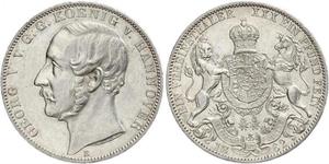 1 Thaler Royaume de Hanovre (1814 - 1866) Argent Georges V de Hanovre (1819 - 1878)