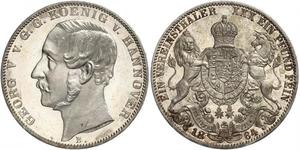 1 Thaler Royaume de Hanovre (1814 - 1866) Argent Georges V de Hanovre (1819 - 1878)