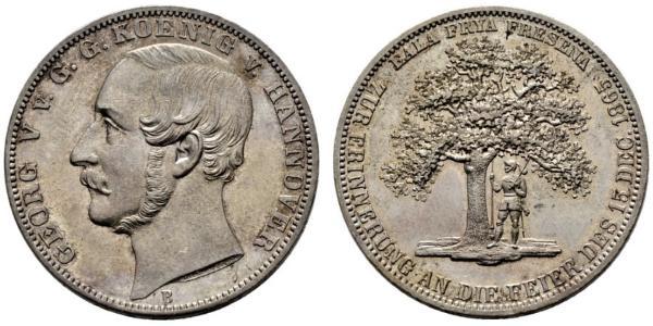 1 Thaler Royaume de Hanovre (1814 - 1866) Argent Georges V de Hanovre (1819 - 1878)