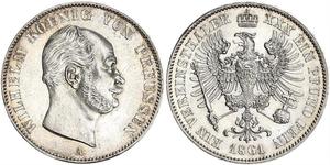 1 Thaler Royaume de Prusse (1701-1918) Argent Wilhelm I, German Emperor (1797-1888)