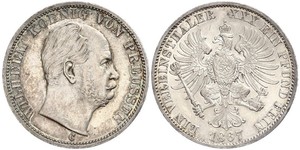 1 Thaler Royaume de Prusse (1701-1918) Argent Wilhelm I, German Emperor (1797-1888)