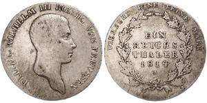 1 Thaler Royaume de Prusse (1701-1918) Argent Frédéric-Guillaume III de Prusse (1770 -1840)