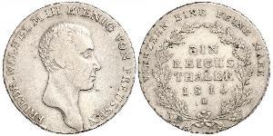 1 Thaler Royaume de Prusse (1701-1918) Argent Frédéric-Guillaume III de Prusse (1770 -1840)