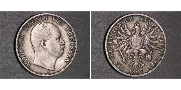 1 Thaler Royaume de Prusse (1701-1918) Argent Wilhelm I, German Emperor (1797-1888)