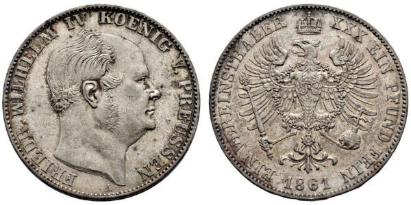 1 Thaler Royaume de Prusse (1701-1918) Argent Frédéric-Guillaume IV de Prusse (1795 - 1861)
