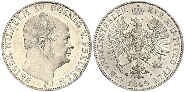 1 Thaler Royaume de Prusse (1701-1918) Argent Frédéric-Guillaume IV de Prusse (1795 - 1861)