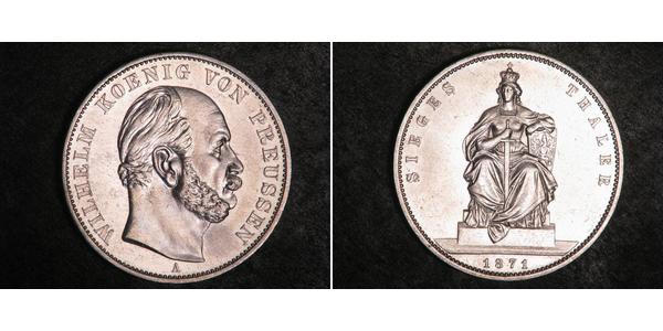 1 Thaler Royaume de Prusse (1701-1918) Argent Wilhelm I, German Emperor (1797-1888)
