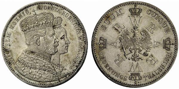 1 Thaler Royaume de Prusse (1701-1918) Argent Wilhelm I, German Emperor (1797-1888)