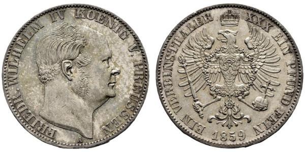1 Thaler Royaume de Prusse (1701-1918) Argent Frédéric-Guillaume IV de Prusse (1795 - 1861)