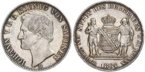 1 Thaler Royaume de Saxe (1806 - 1918) Argent Jean Ier de Saxe (1801-1873)