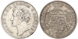 1 Thaler Royaume de Saxe (1806 - 1918) Argent Jean Ier de Saxe (1801-1873)