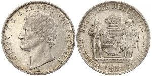 1 Thaler Royaume de Saxe (1806 - 1918) Argent Jean Ier de Saxe (1801-1873)