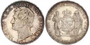 1 Thaler Royaume de Saxe (1806 - 1918) Argent Jean Ier de Saxe (1801-1873)