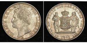 1 Thaler Royaume de Saxe (1806 - 1918) Argent Jean Ier de Saxe (1801-1873)