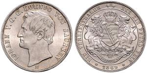 1 Thaler Royaume de Saxe (1806 - 1918) Argent Jean Ier de Saxe (1801-1873)