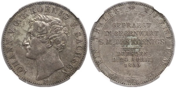 1 Thaler Royaume de Saxe (1806 - 1918) Argent Jean Ier de Saxe (1801-1873)