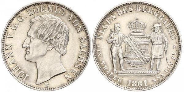 1 Thaler Royaume de Saxe (1806 - 1918) Argent Jean Ier de Saxe (1801-1873)