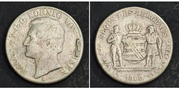 1 Thaler Royaume de Saxe (1806 - 1918) Argent Jean Ier de Saxe (1801-1873)