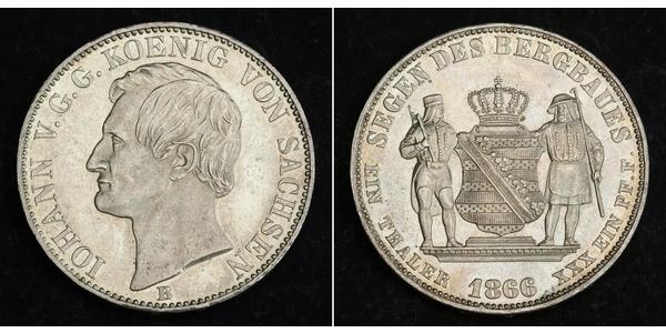 1 Thaler Royaume de Saxe (1806 - 1918) Argent Jean Ier de Saxe (1801-1873)