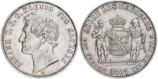 1 Thaler Royaume de Saxe (1806 - 1918) Argent Jean Ier de Saxe (1801-1873)