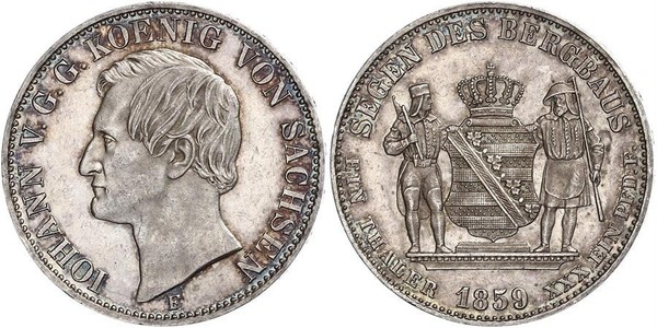 1 Thaler Royaume de Saxe (1806 - 1918) Argent Jean Ier de Saxe (1801-1873)