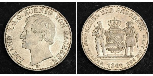 1 Thaler Royaume de Saxe (1806 - 1918) Argent Jean Ier de Saxe (1801-1873)